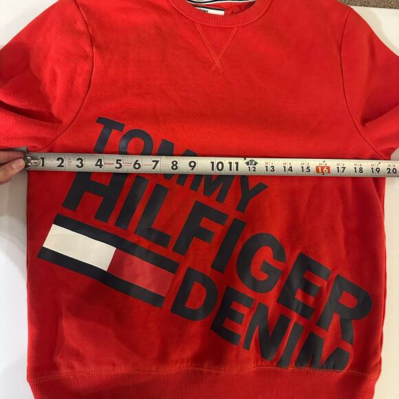 Vintage Tommy Hilfiger Denim Red/Navy Crewneck Sweatshirt- S - Picture 7 of 9